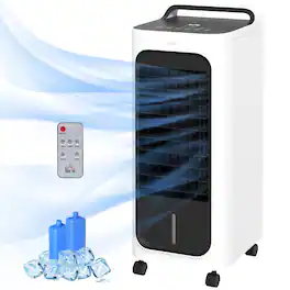 Homcom - Air Cooler with Ice Packs, Ice Cooling Fan Water Humidifier Unit with Remote - White