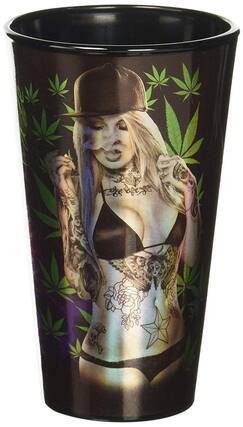 Front. Just Funky - Get Down Art Purple Haze Art 16oz Pint Glass - Black/White.