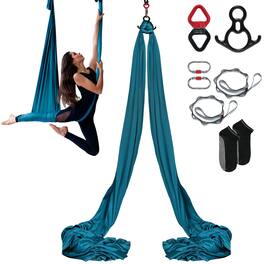 VEVOR - Aerial Silk & Yoga Swing, 8.7 Yards, Aerial Yoga Hammock Kit with 100gsm Nylon Fabric, Full Rigging Hardware - Green