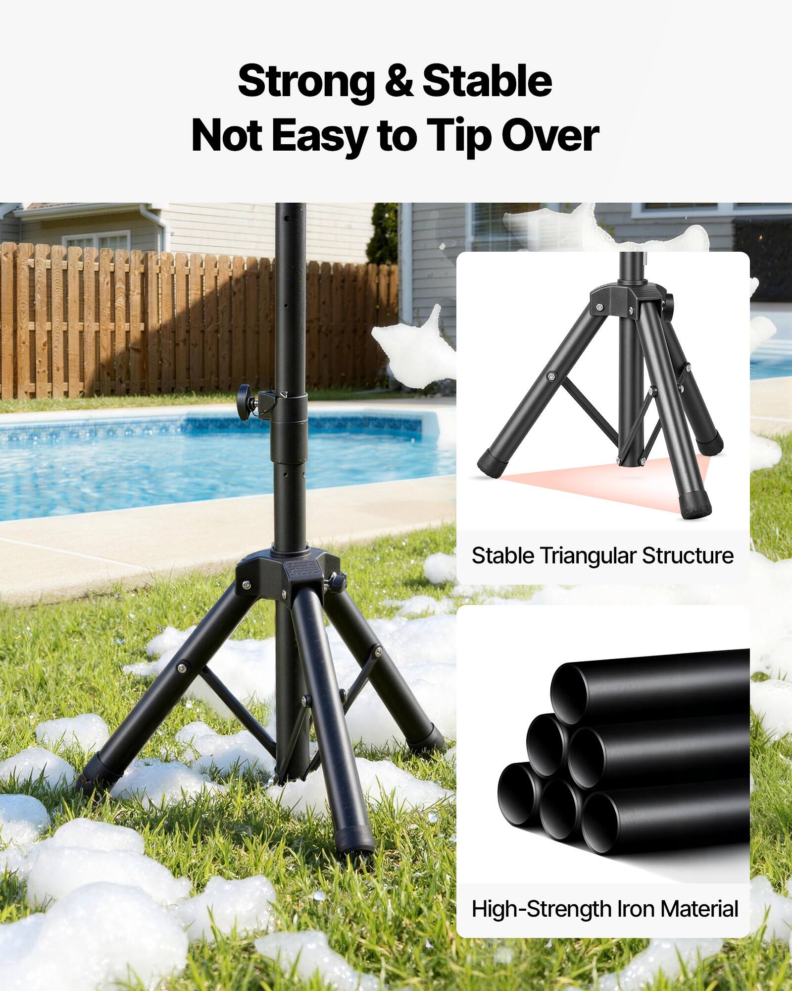 Strong & Stable  
Not Easy to Tip Over

Stable Triangular Structure

High-Strength Iron Material