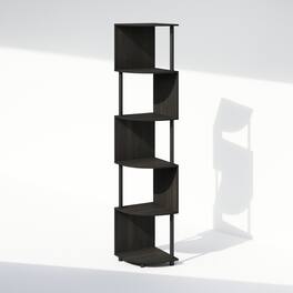 Furinno - Basic 5-Tier Zigzag Corner Multipurpose Standing Shelf - Espresso/Black