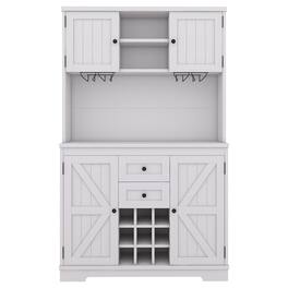 Boyel Living - Farmhouse Wine Coffee Bar Cabinet Kitchen Cabinet with Storage and Drawers shelves for Dining Room - White