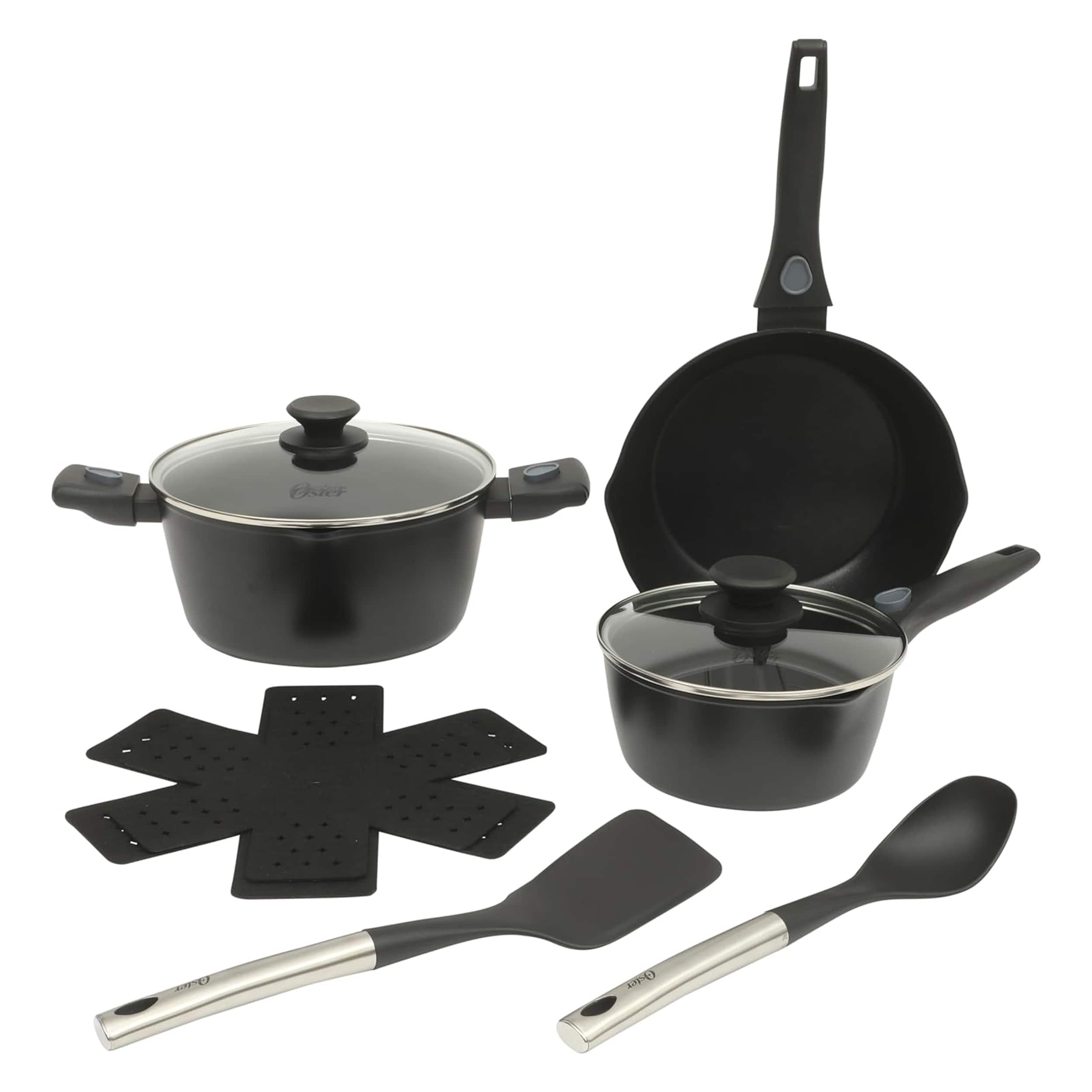Oster - SmartHandle Advance 13 Piece Nonstick Cookware Combo Set in Matte - Black