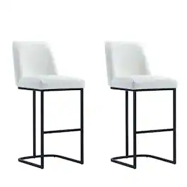 Manhattan Comfort - Serena Modern Metal Upholstered Barstool - Set of 2 - White