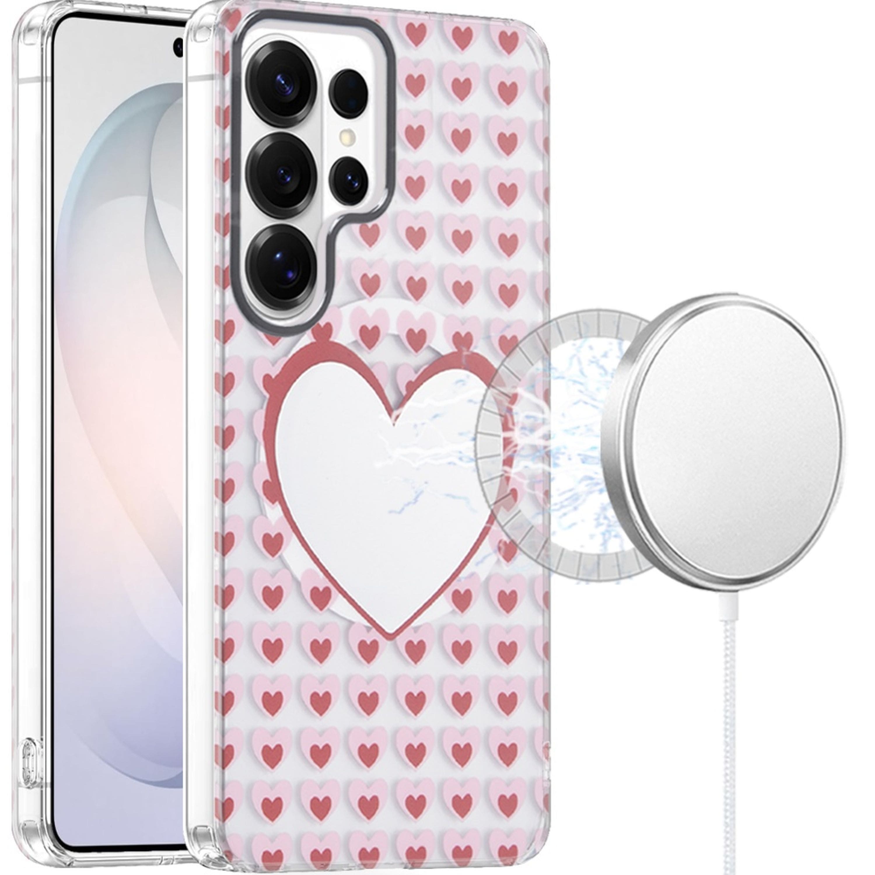 Kitcheniva - Dual Layer Magnetic Circle Case With Tempered Glass For Samsung Galaxy S26 Ultra Mirror With Hearts - Multicolor price history on PriceWatchPro