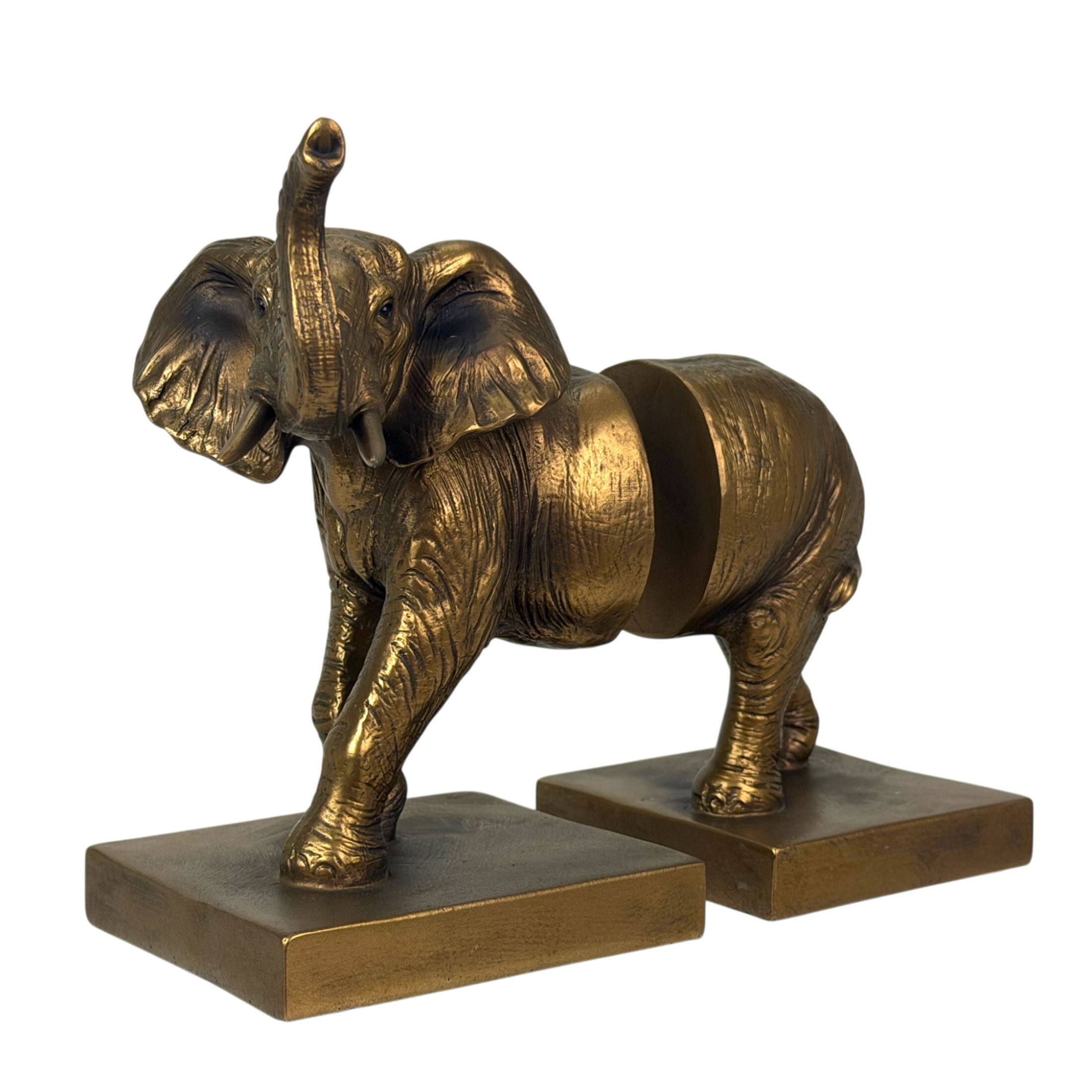 Alt View 1. Things2Die4 - Elephant Bookends Set of 2 Antique Copper Resin Decorative Book Holders - Bronze.