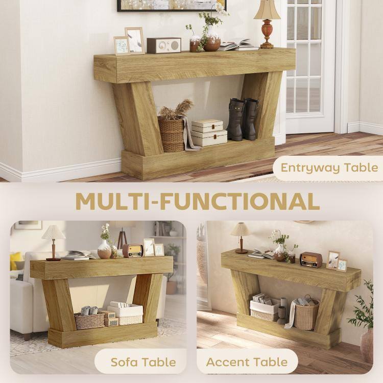 PULUZ 63 Inch Vintage Console Table, Narrow Entryway Table with Open ...