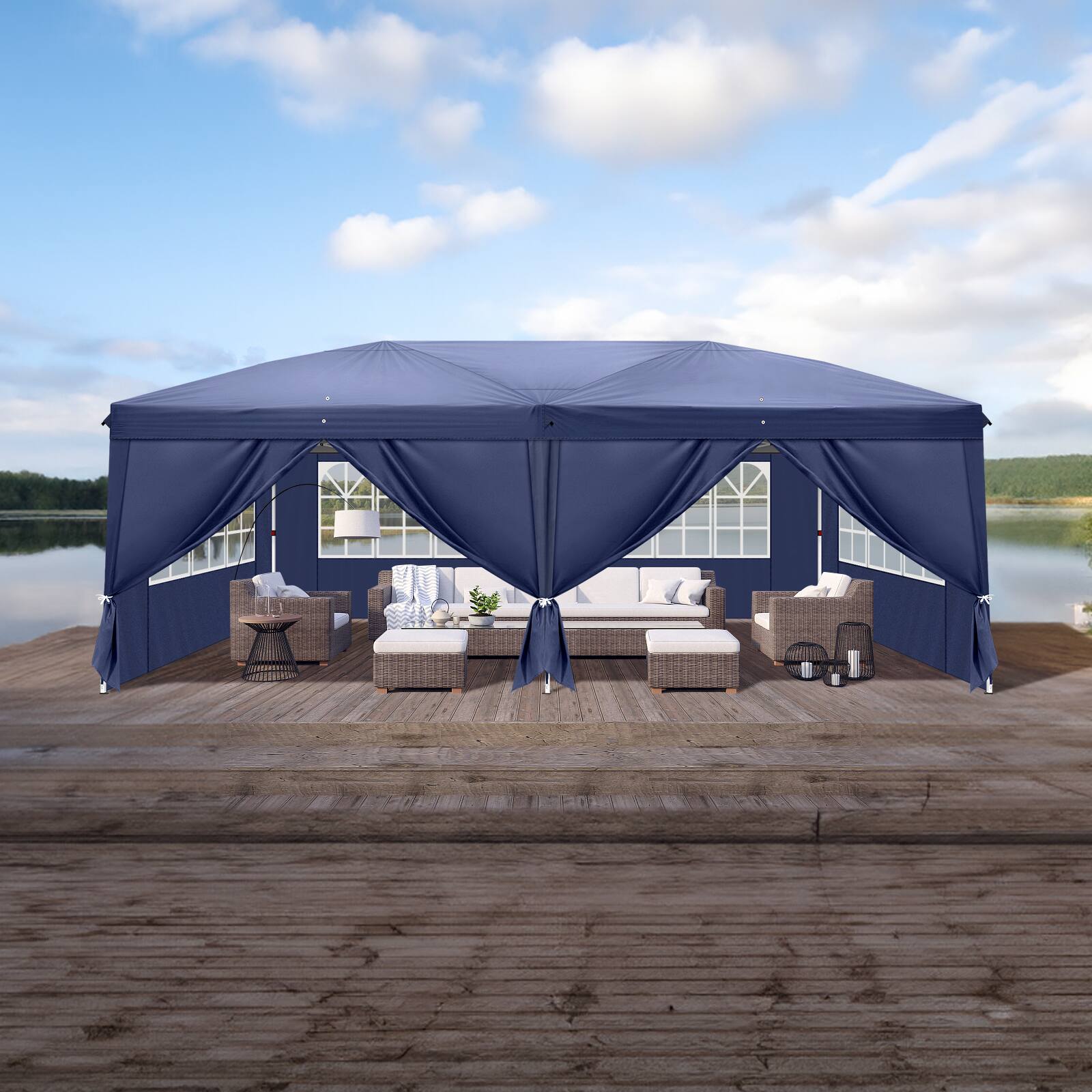 Left. Winado - 10x20ft Pop Up Canopy Tent, Outdoor Instant Shelter Folding Canopy with 6 Side Walls and Carry Bag for Events.