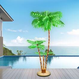Oumilen - 6FT LED Lighted Artificial Palm Tree - Tropical Decorative Tree for Poolside and Patio