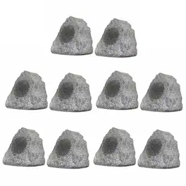 Theater Solutions by Goldwood - 10R4G Outdoor Rock 10 Piece Speaker Set for Deck Pool Spa Patio Garden - Granite Gray