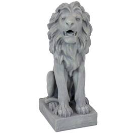 Sunnydaze - Noble Beast Sitting Lion Outdoor Concrete Statue - 30 in - Gray