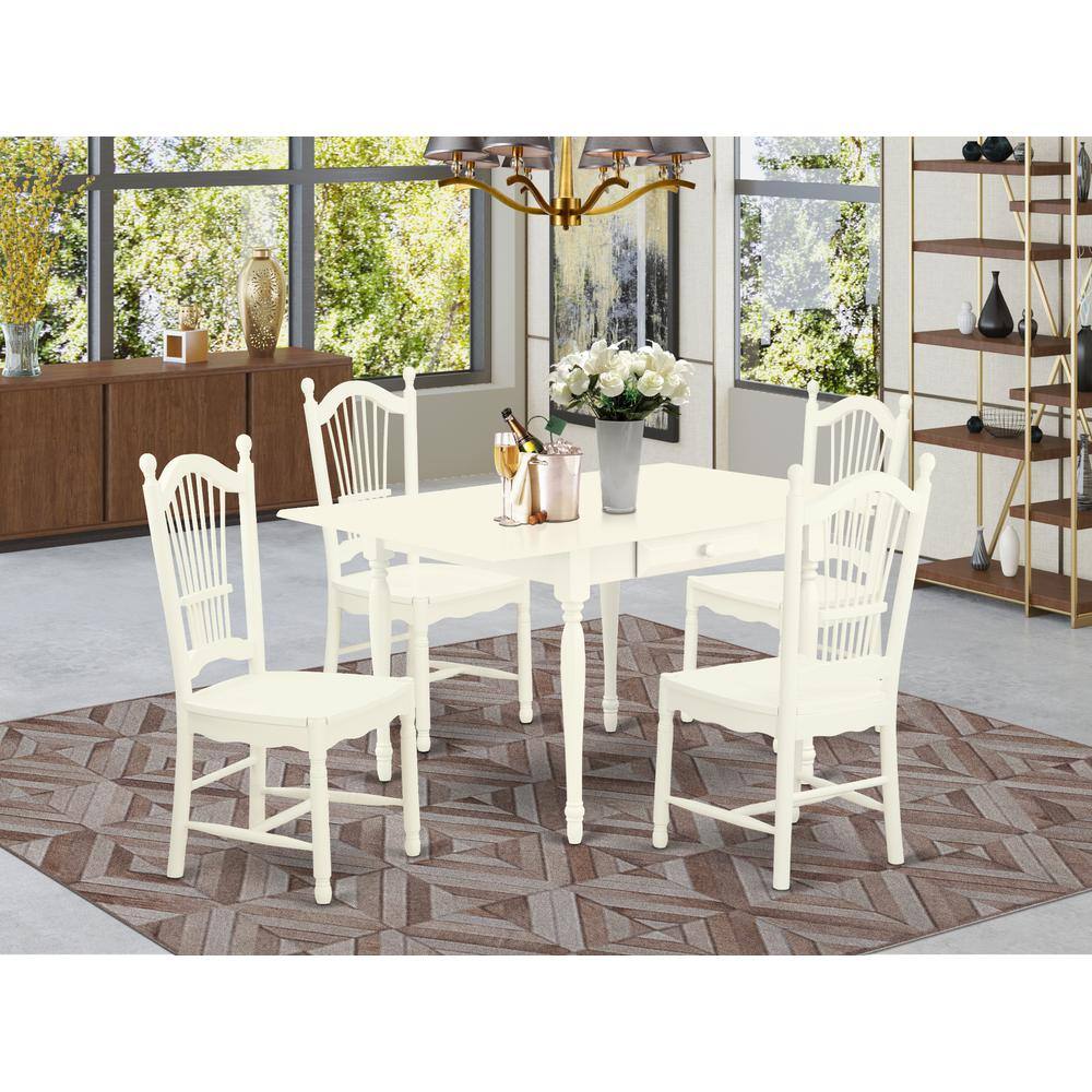 Left. East West Furniture - Dining Room Set Linen White - Brown.