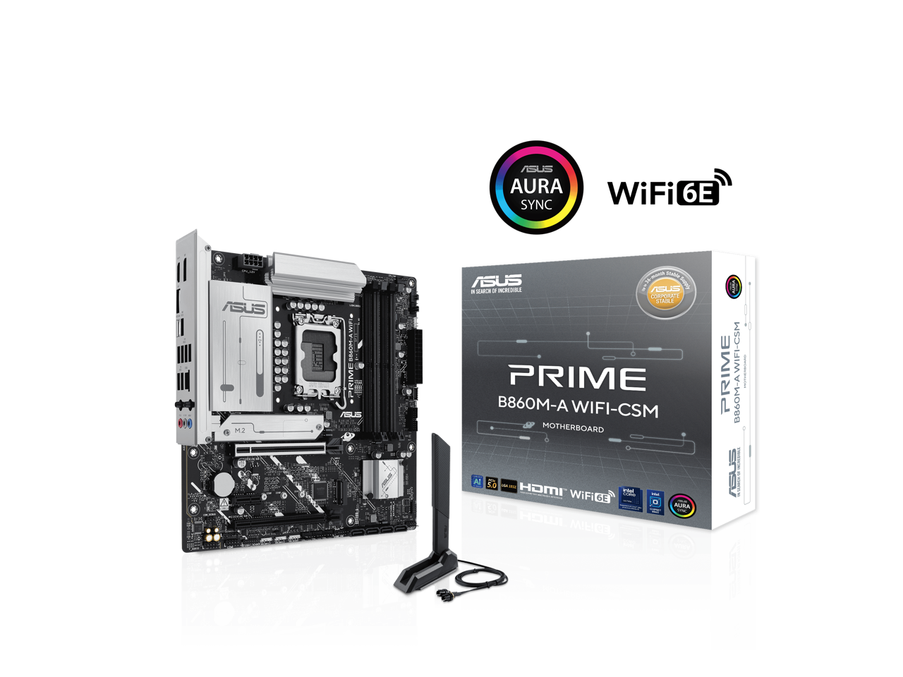 ASUS - PRIME B860M-A WIFI mATX, Intel Ultra 2 Ready, DDR5, PCIe 5.0, HDMI, USB 20Gbps, WiFi 6E