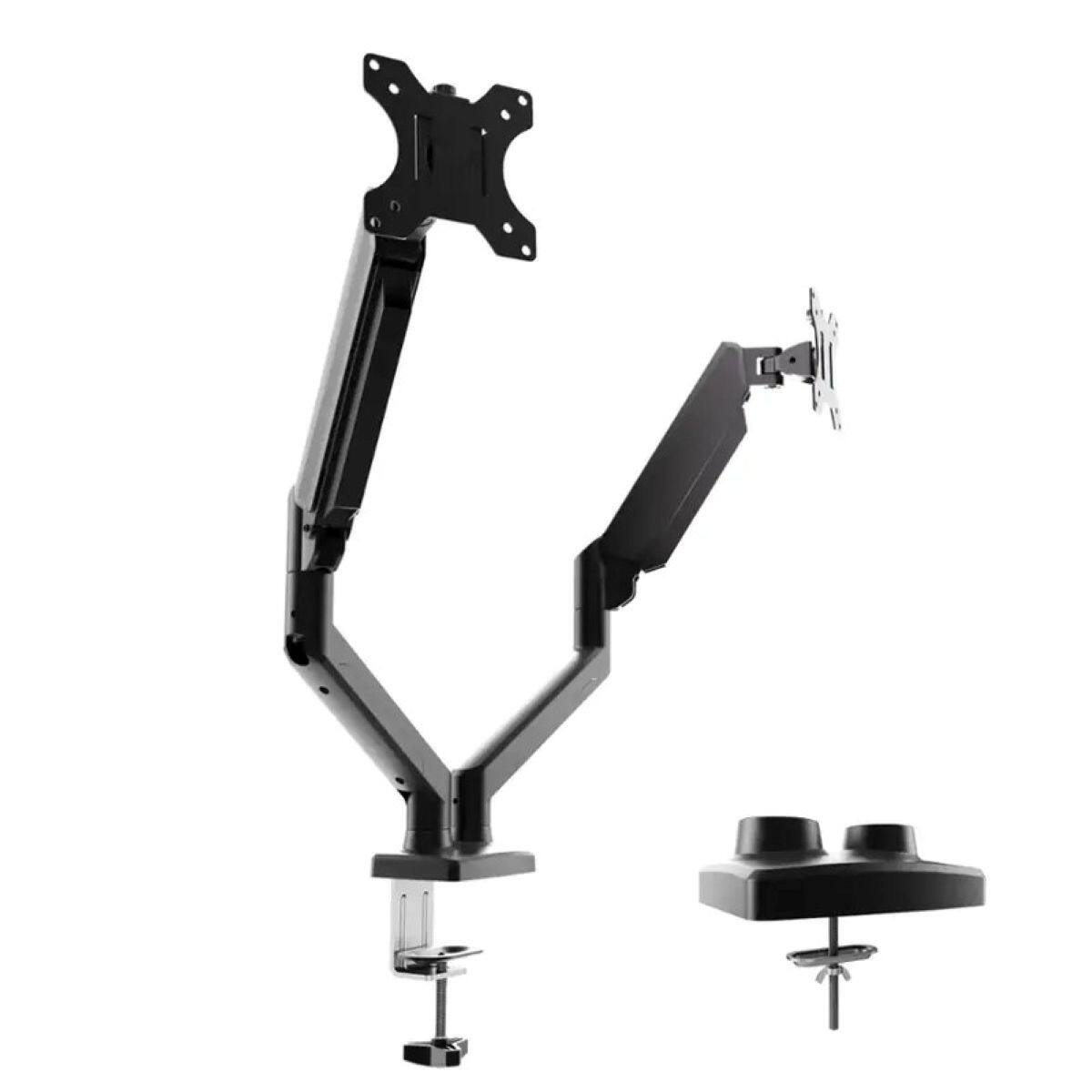 Angle. HUANUO - Dual Monitor Desk Mount with Gas Spring Arms - Black.