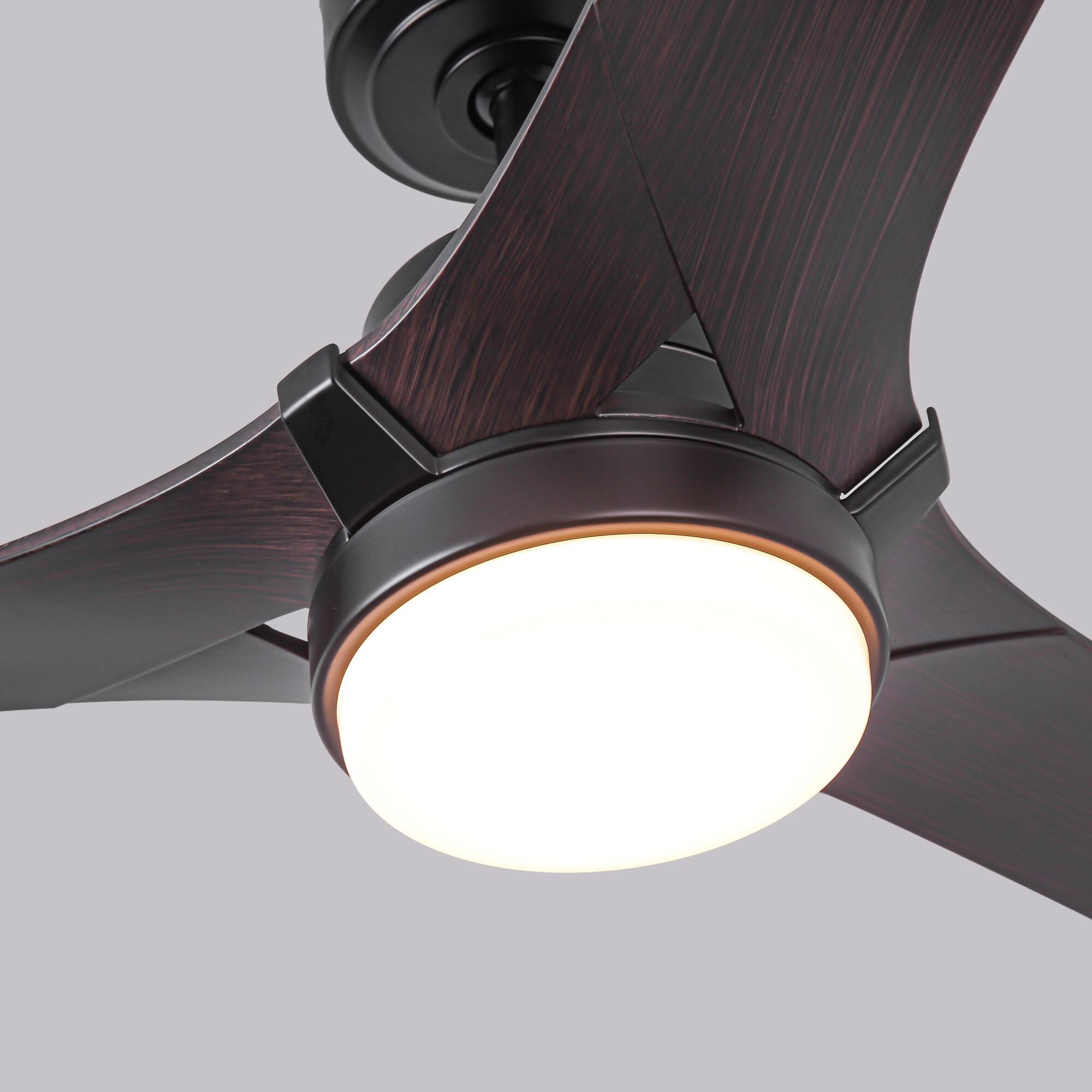 Alt View 2. Parrot Uncle - 52" Modern Black Dimming LED Ceiling Fan with Light and Remote - Black.