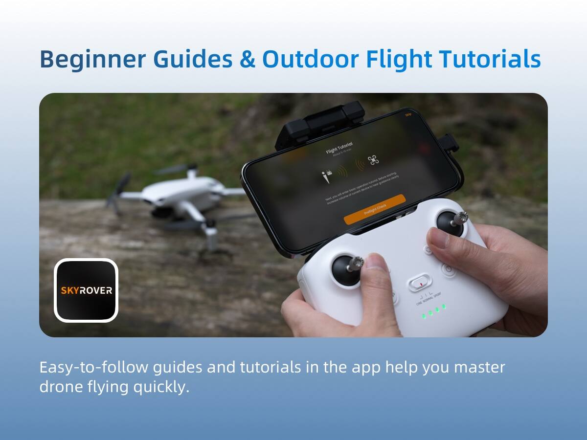Beginner Guides & Outdoor Flight Tutorials

Easy-to-follow guides and tutorials in the app help you master drone flying quickly.