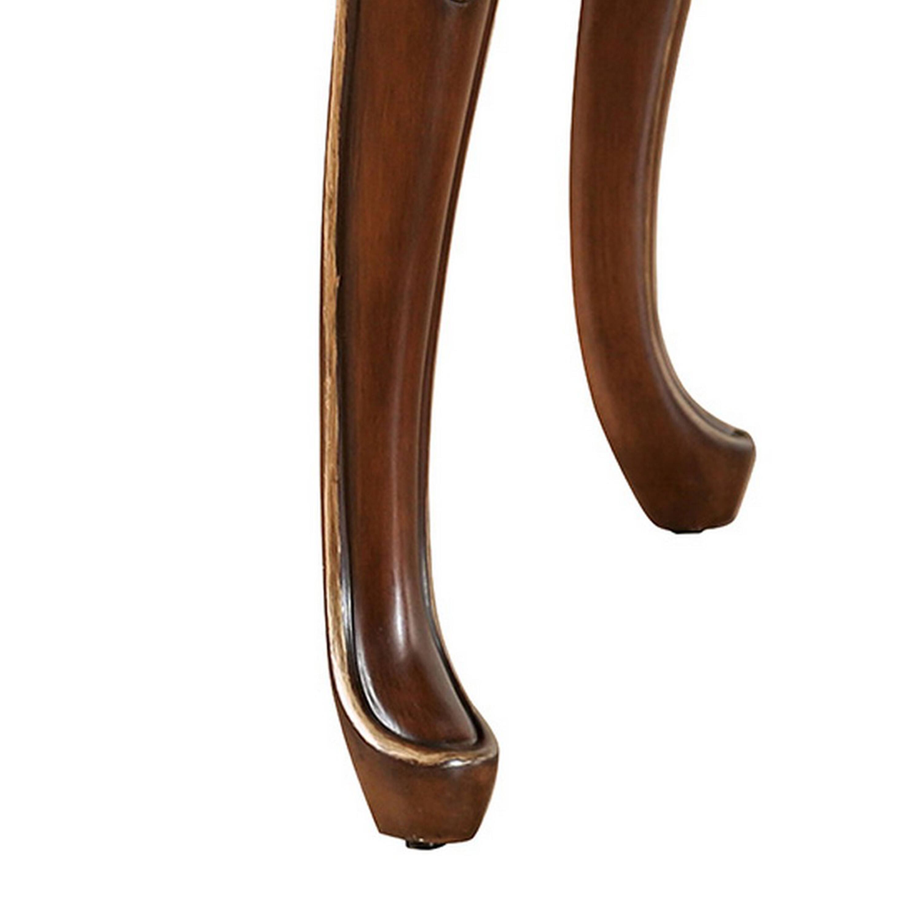 Alt View 3. Manhattan Lane - Saili Side End Table, Gold Carvings, 29 Inch, Cabriole, Tobacco Brown Wood - Tobacco Brown, Gold.
