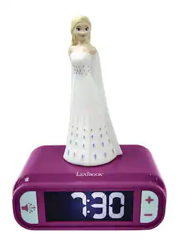 Lexibook - Disney Frozen Alarm Clock with 3D Night Light & Sound Effects - PURPLE