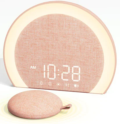 Front. Dazzed Corner - Alarm Clock with Wireless Bed Shaker, Dual Alarms - Pink.