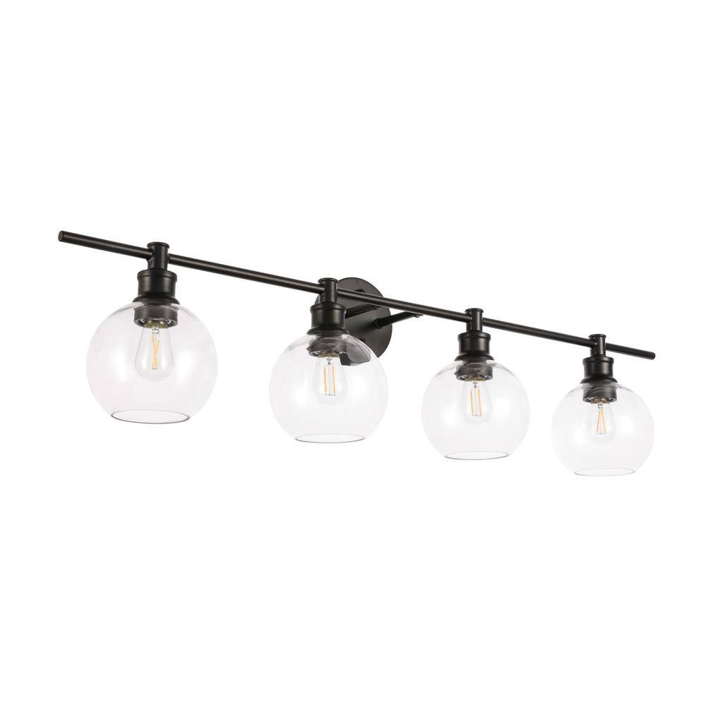 Angle. Living District - Collier 4 light Black and Clear glass Wall sconce - Black And Clear Glass.