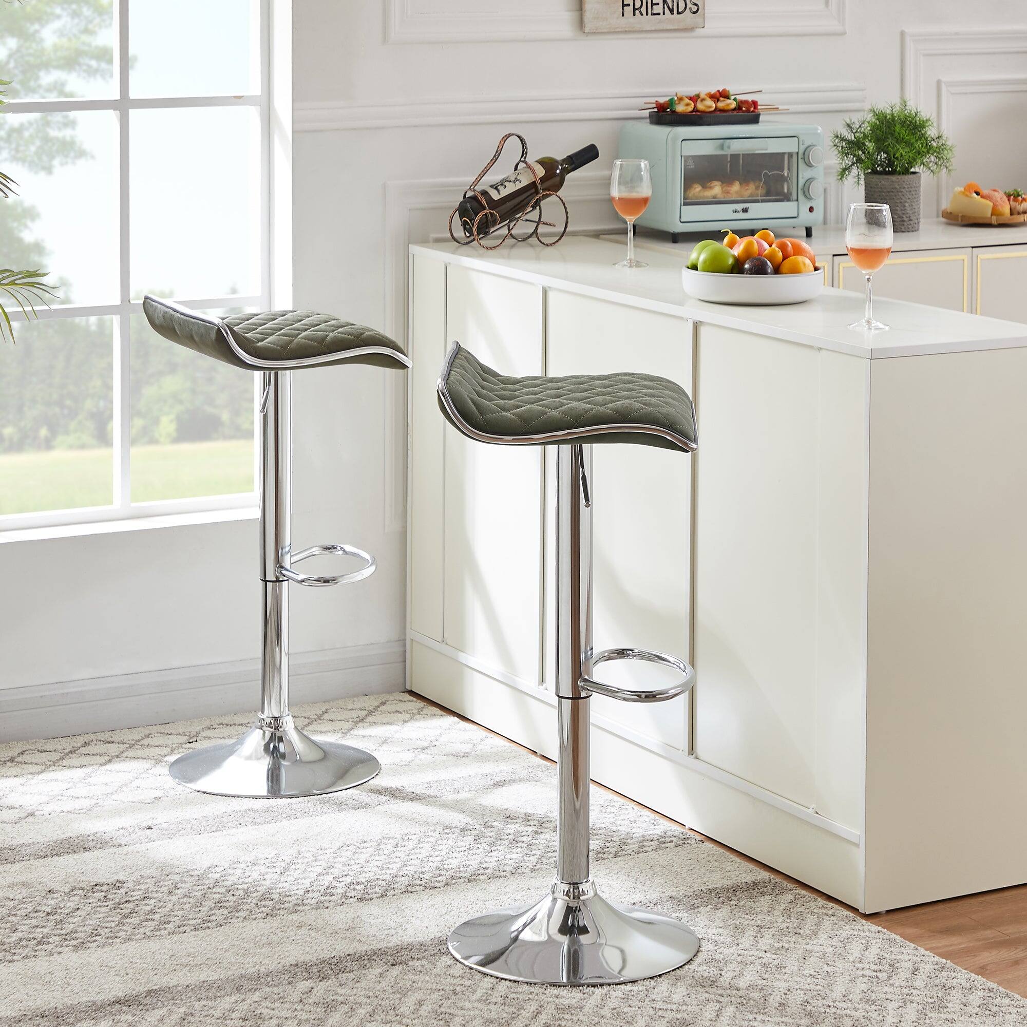 Alt View 1. Vecelo - Adjustable Bar Stools Set of 4, Bar Height Stools for Kitchen Counter - Dark Grey.