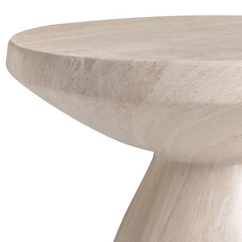 Alt View 5. LeisureMod - Dune 17" Round Fiberstone Side Table - Modern Indoor/Outdoor Weather Resistant Accent Table, No Assembly - Stone Marble.