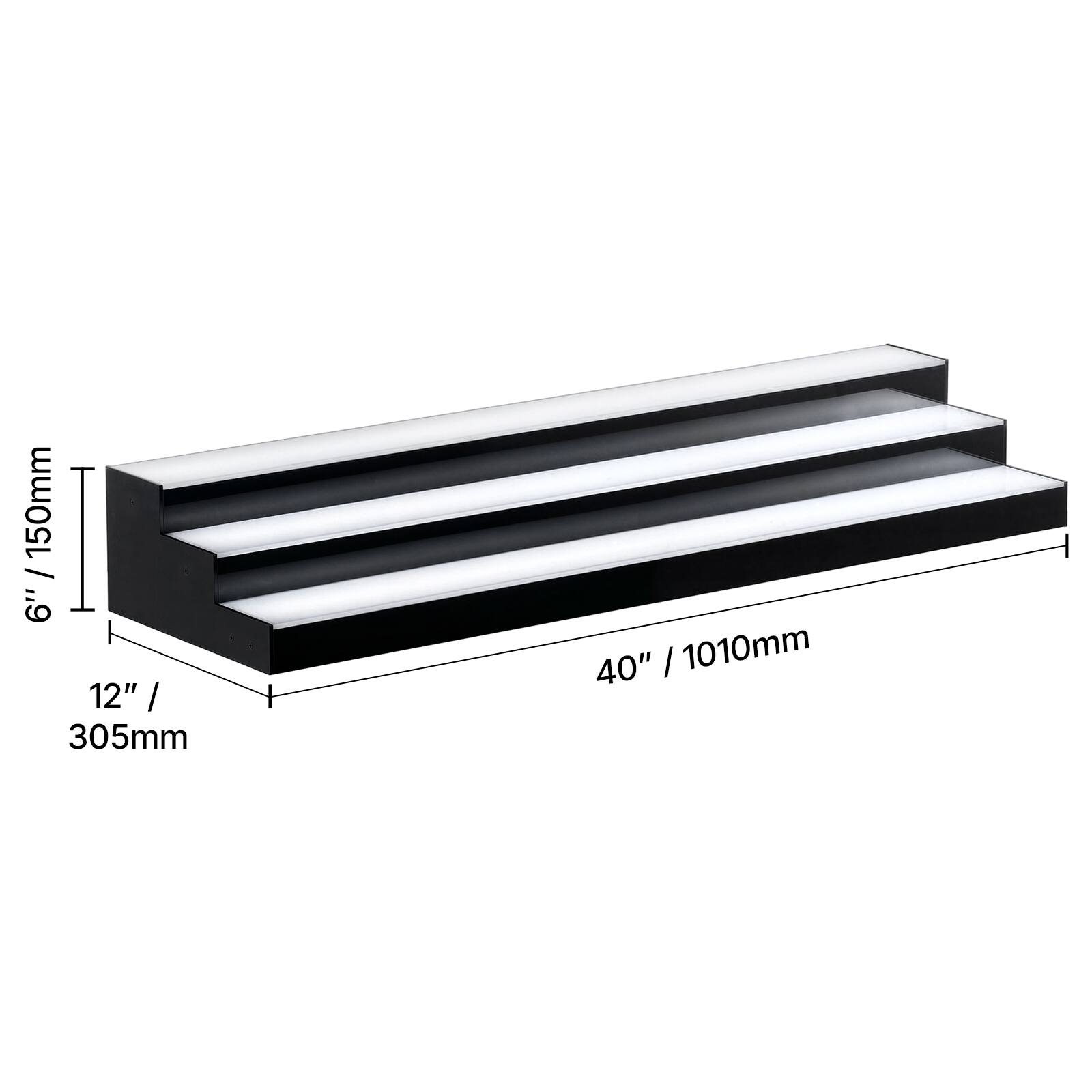150mm / 6"  
12" / 305mm  
40" / 1010mm