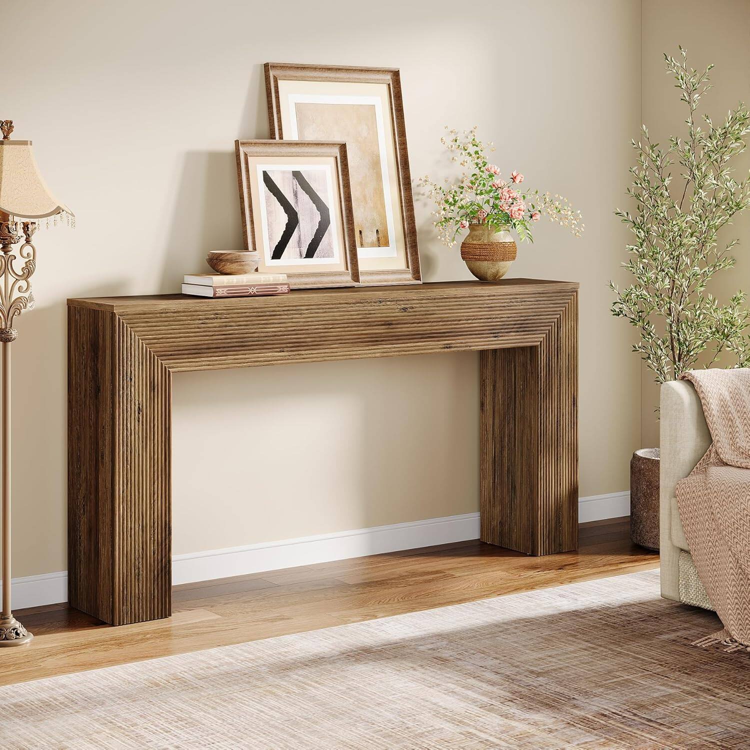 Tribesigns Console Table with Engineered Wood Construction and Wood ...