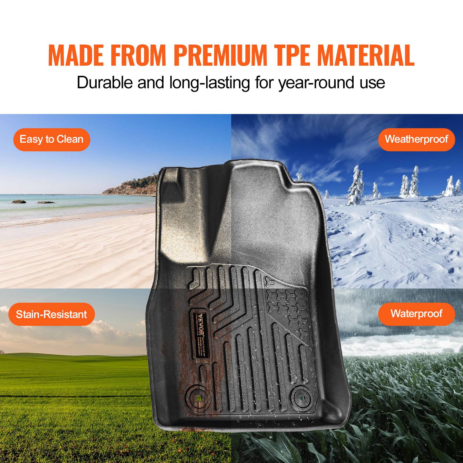 MADE FROM PREMIUM TPE MATERIAL  
Durable and long-lasting for year-round use  

Easy to Clean  
Weatherproof  
Stain-Resistant  
Waterproof