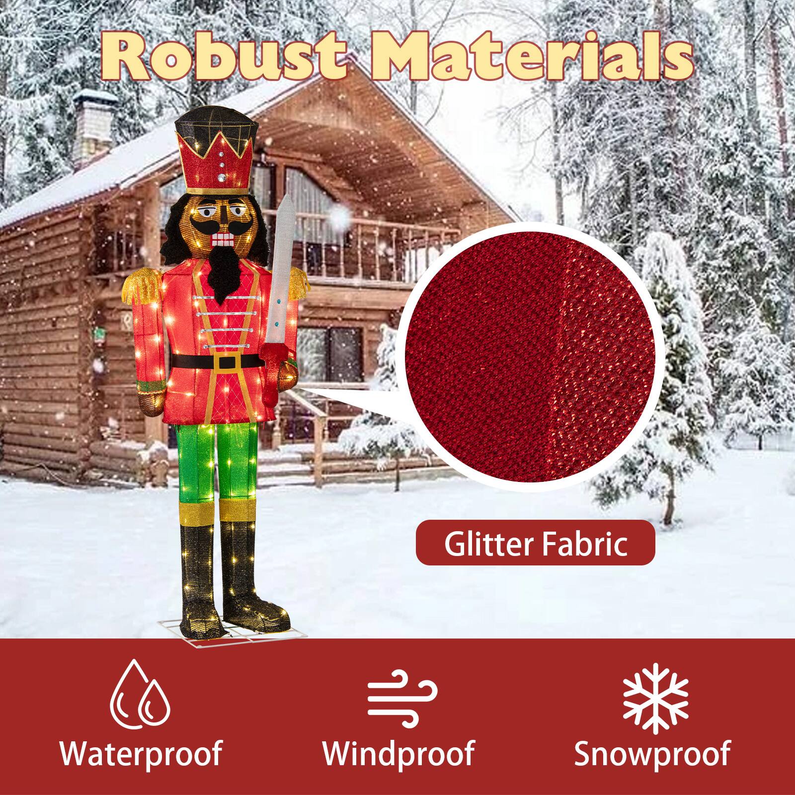 Robust Materials

Glitter Fabric

Waterproof

Windproof

Snowproof