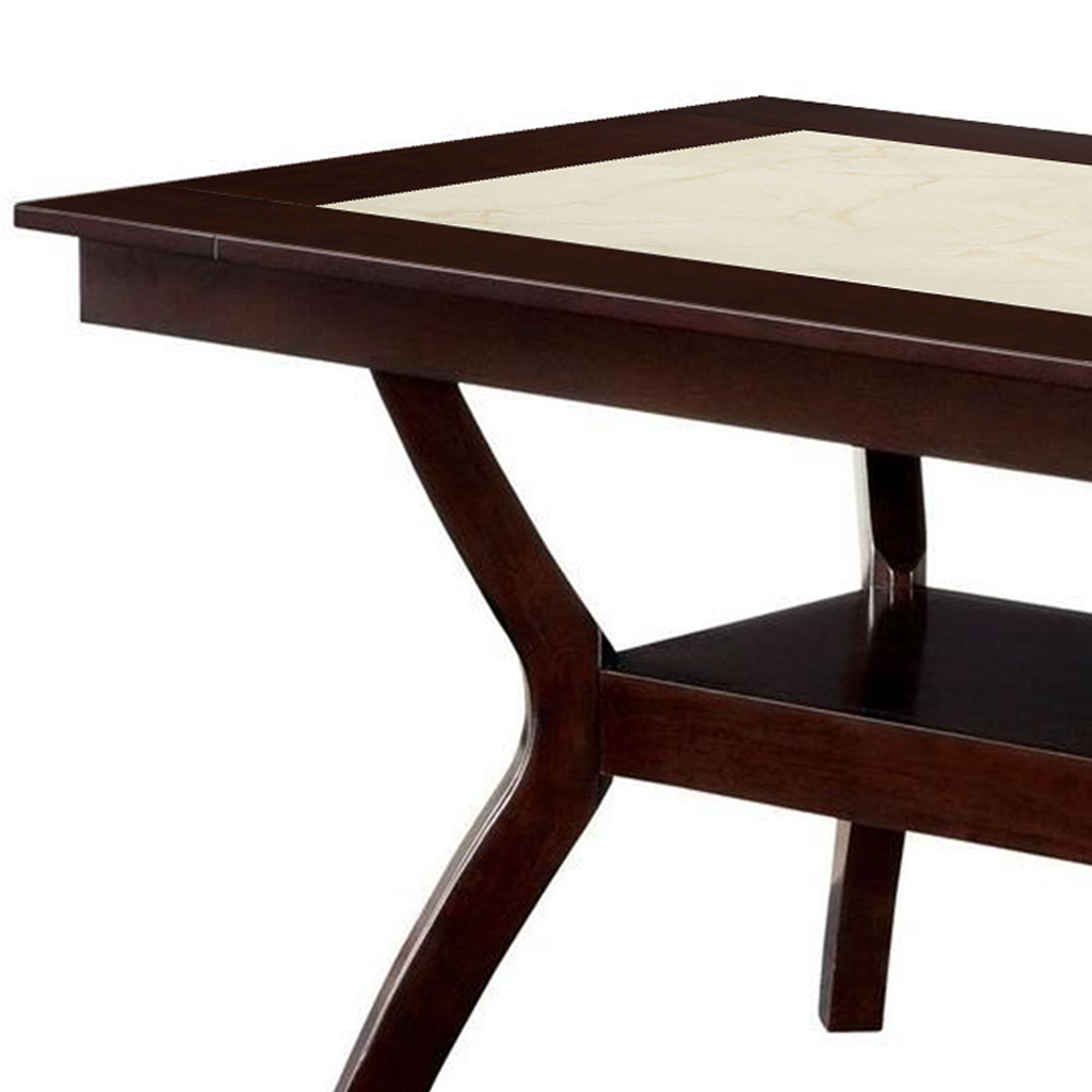 Alt View 1. Manhattan Lane - Rectangular Wooden Dining Table with Angled Wooden Legs - Brown, Cream.