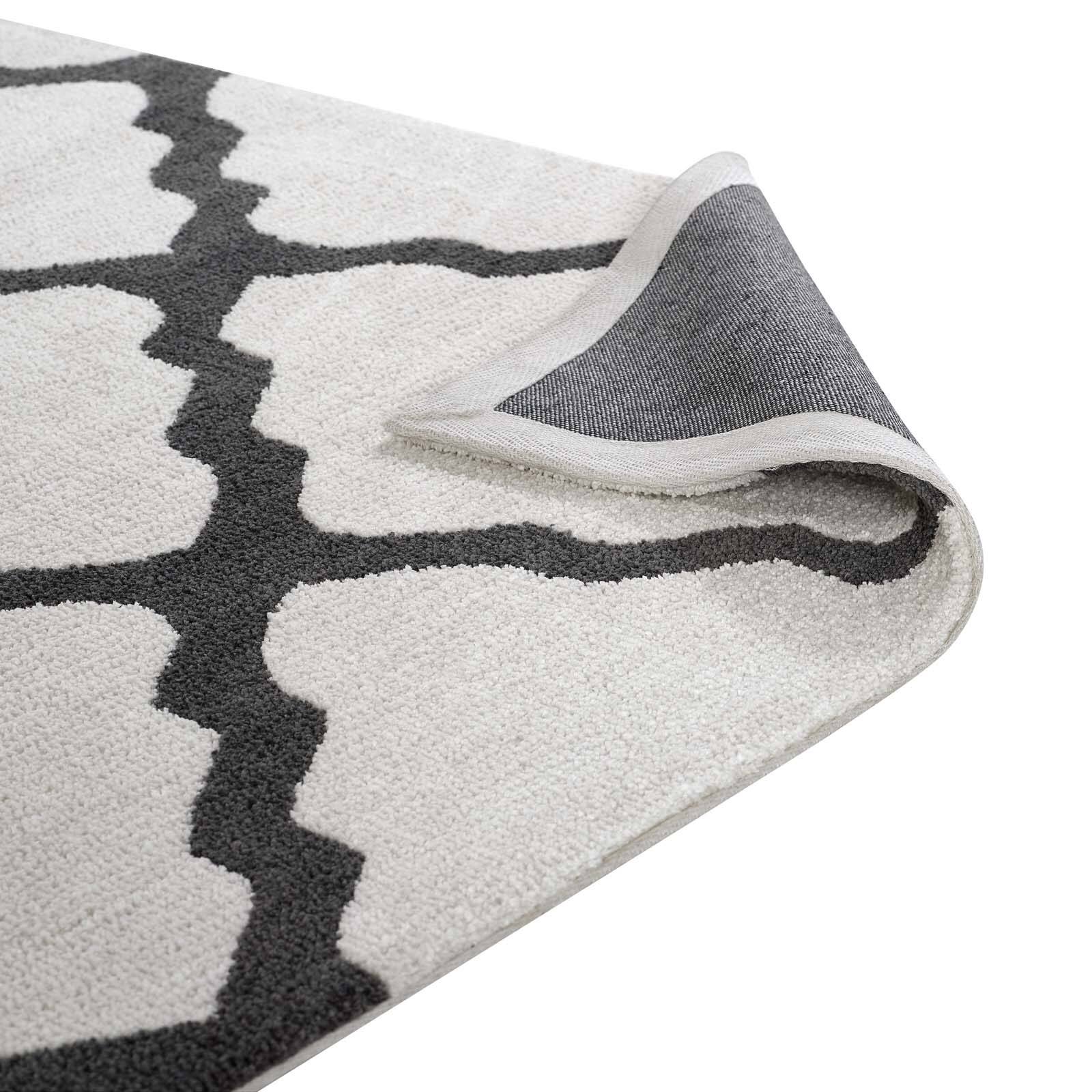 Alt View 2. Modway - Marja Moroccan Trellis Area Rug - Ivory and Charcoal.
