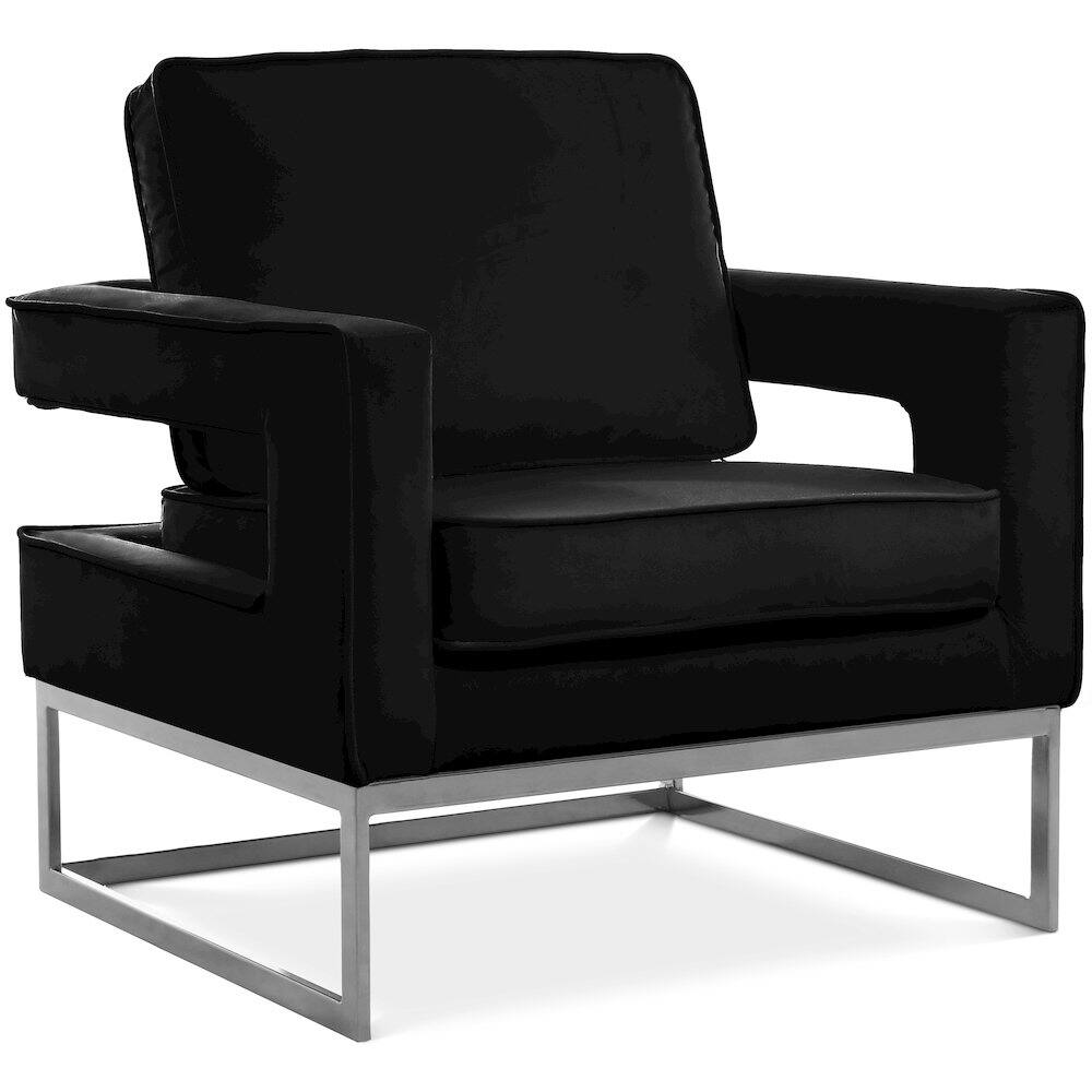 Front. Meridian Furniture - Noah Black Velvet Accent Chair - Black.