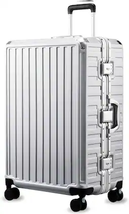 LUGGEX - 28 Inch Aluminum Frame Zipperless Polycarbonate Spinner Hard Shell Suitcase - ZX-Core - Silver