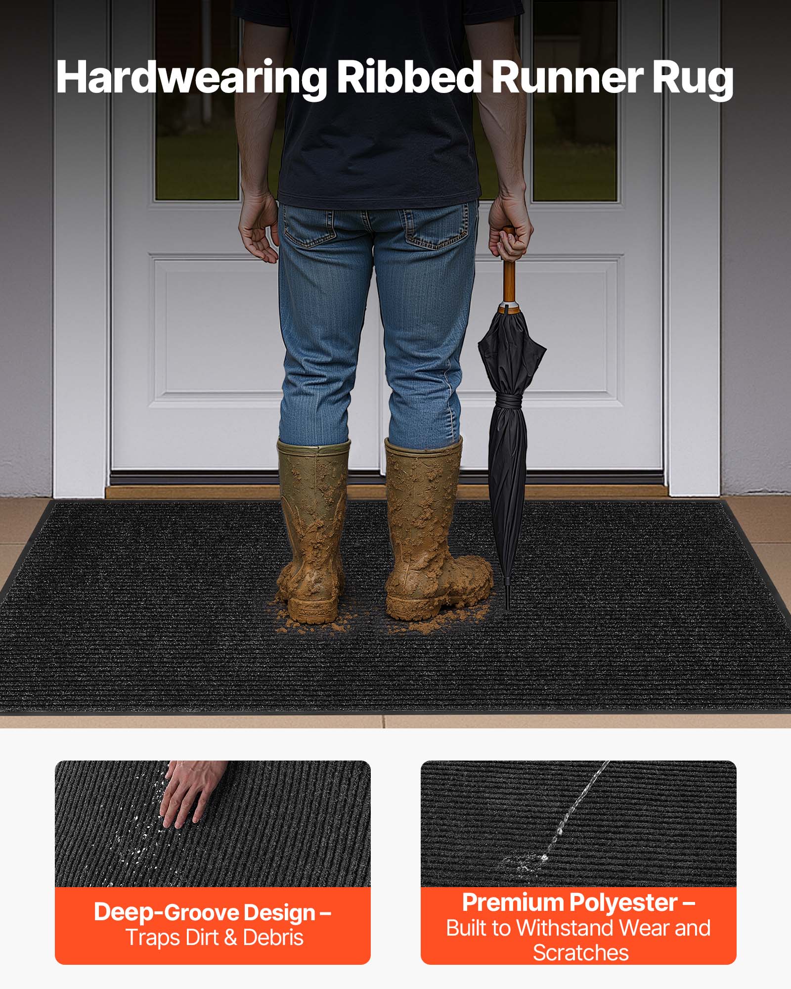 Hardwearing Ribbed Runner Rug

Deep-Groove Design – Traps Dirt & Debris

Premium Polyester – Built to Withstand Wear and Scratches