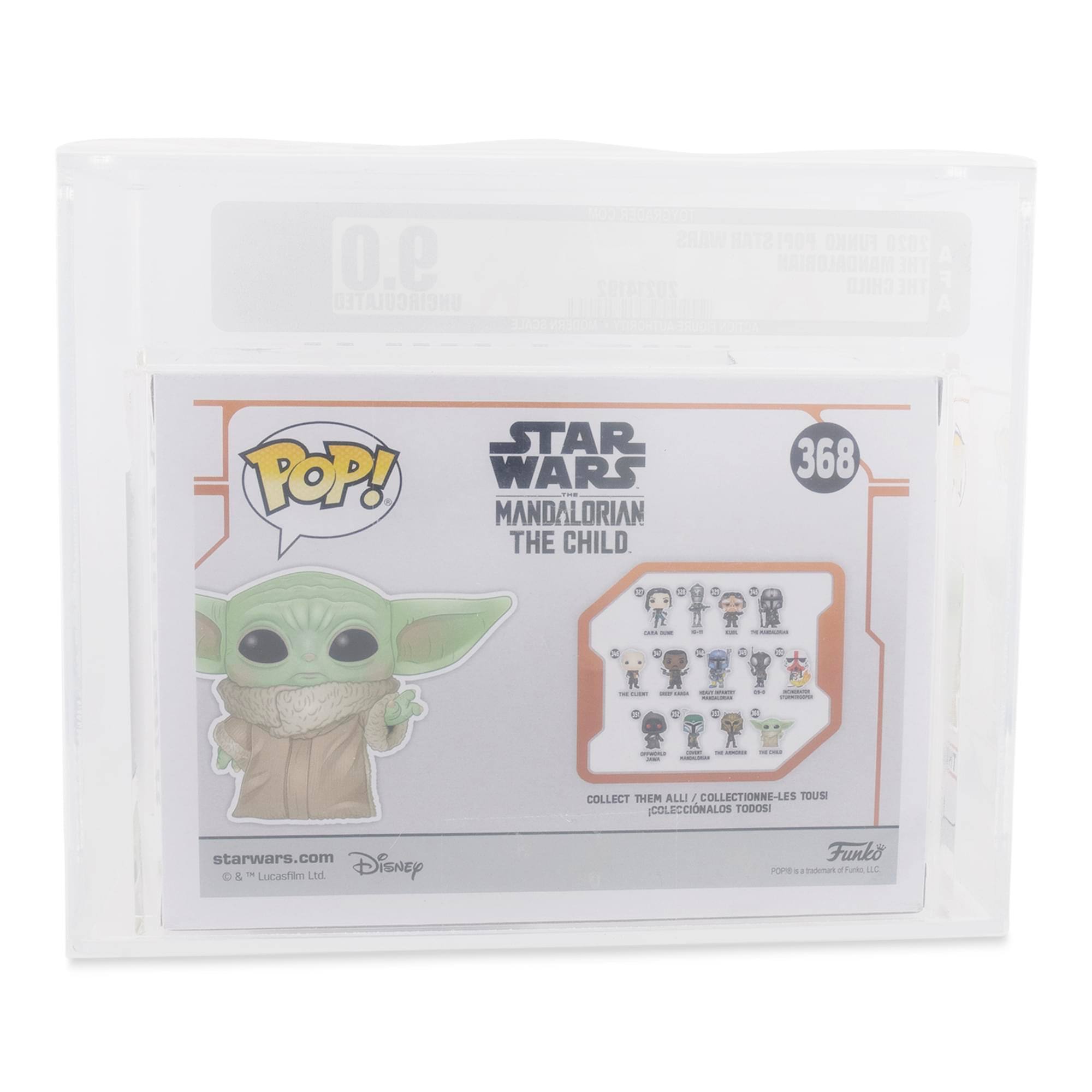 **Star Wars: The Mandalorian - The Child**

**Funko Pop! 368**

**Collect Them All! / Collectionne-les tous! / Coleccionalos todos!**

**Star Wars**  
© & ™ Lucasfilm Ltd.  
Disney

**Funko**

**starwars.com**

**HAIROIAOHAN OITAJOORIONU SOALE**  
**CHILD THE THE OITAJOORIONU**

**WARS STAR 1900 FUNKO 2020 9.0 20214182**

**POPS - talemar - ud uC**