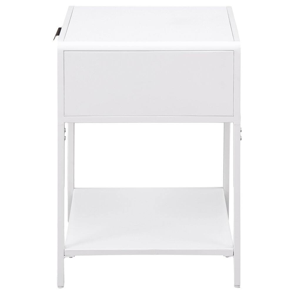 Alt View 5. Coaster Co. of America - Amherst 1-drawer Radio Weave Cane Metal Bedside Table White - White.