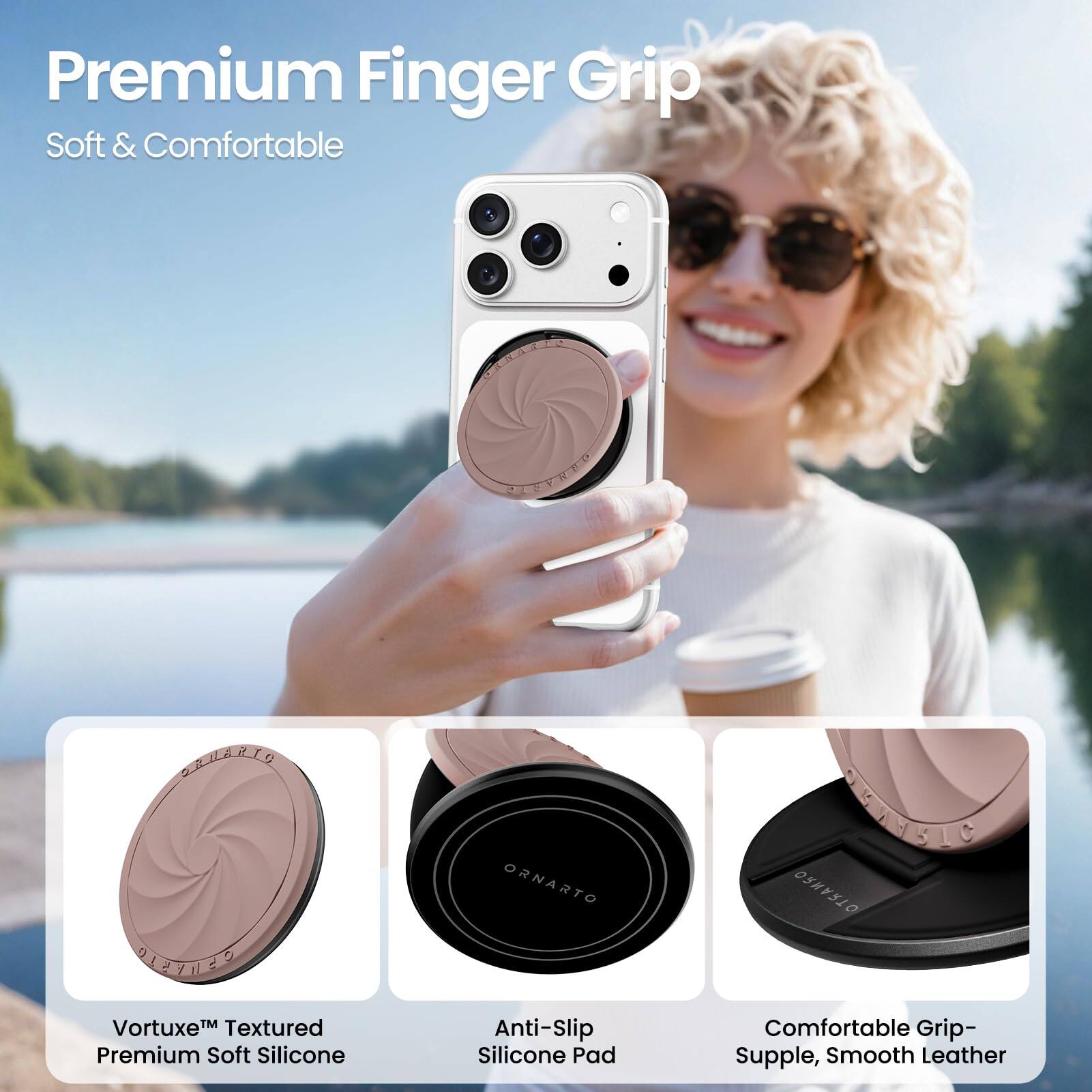 Premium Finger Grip  
Soft & Comfortable  

Vortex™ Textured Premium Soft Silicone  
Anti-Slip Silicone Pad  
Comfortable Grip - Supple, Smooth Leather