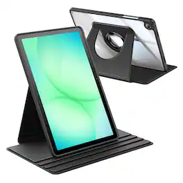 Kitcheniva - Clear Back Cover Rotating Case For Samsung Galaxy Tab A11+ Plus 11 Inch (2025) - Black