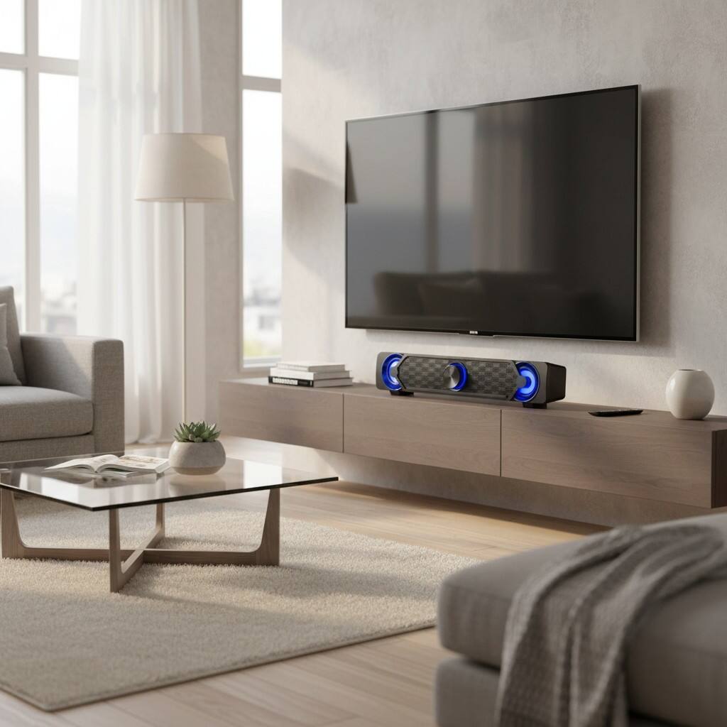 Alt View 1. Dazzed Corner - Mini USB Computer Soundbar with LED Lights for Desktop Gaming Monitor - Black.