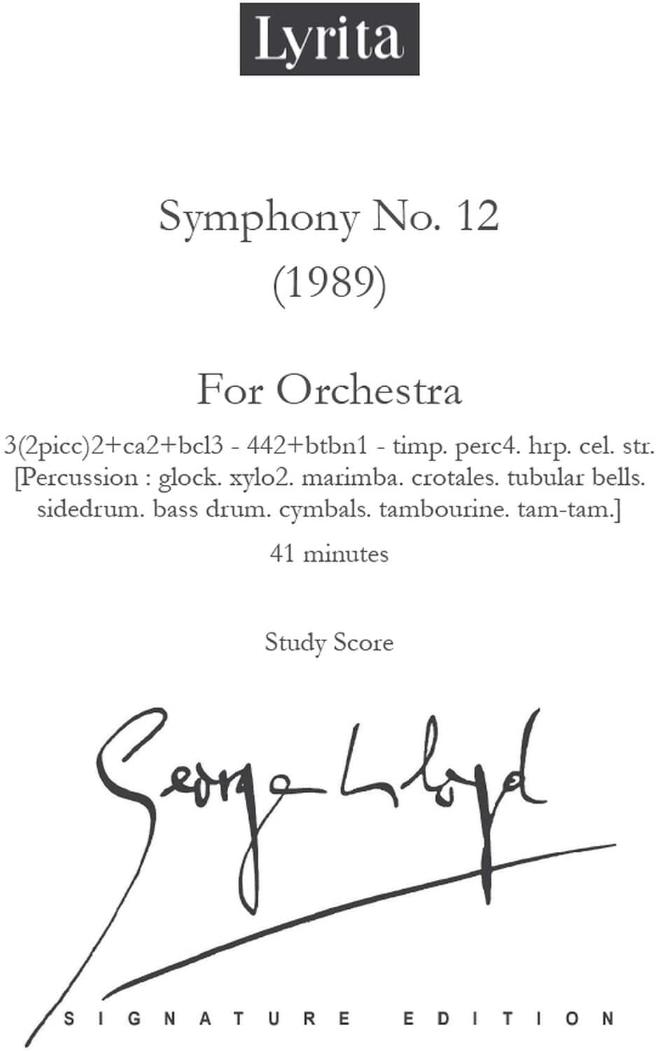 PopMarket - George Lloyd - Symphony No. 12 - Study Score - Multicolor price history on PriceWatchPro
