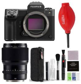 GFX100 II Mirrorless Camera Body w/ Fujifilm GF 110mm F2 R LM WR Lens & Extra Accessories Bundle | Fuji GFX100 II - Black