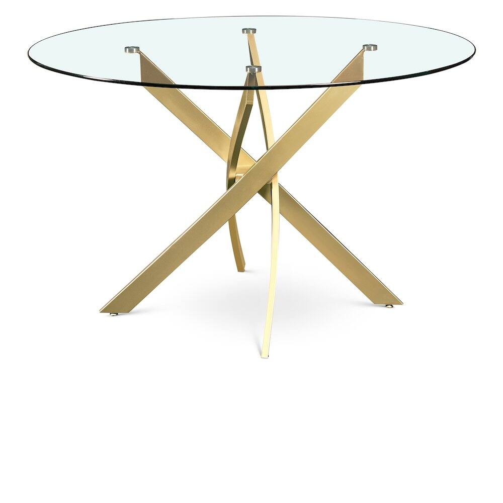 Front. Meridian Furniture - Xander Brushed Gold Dining Table - Gold.