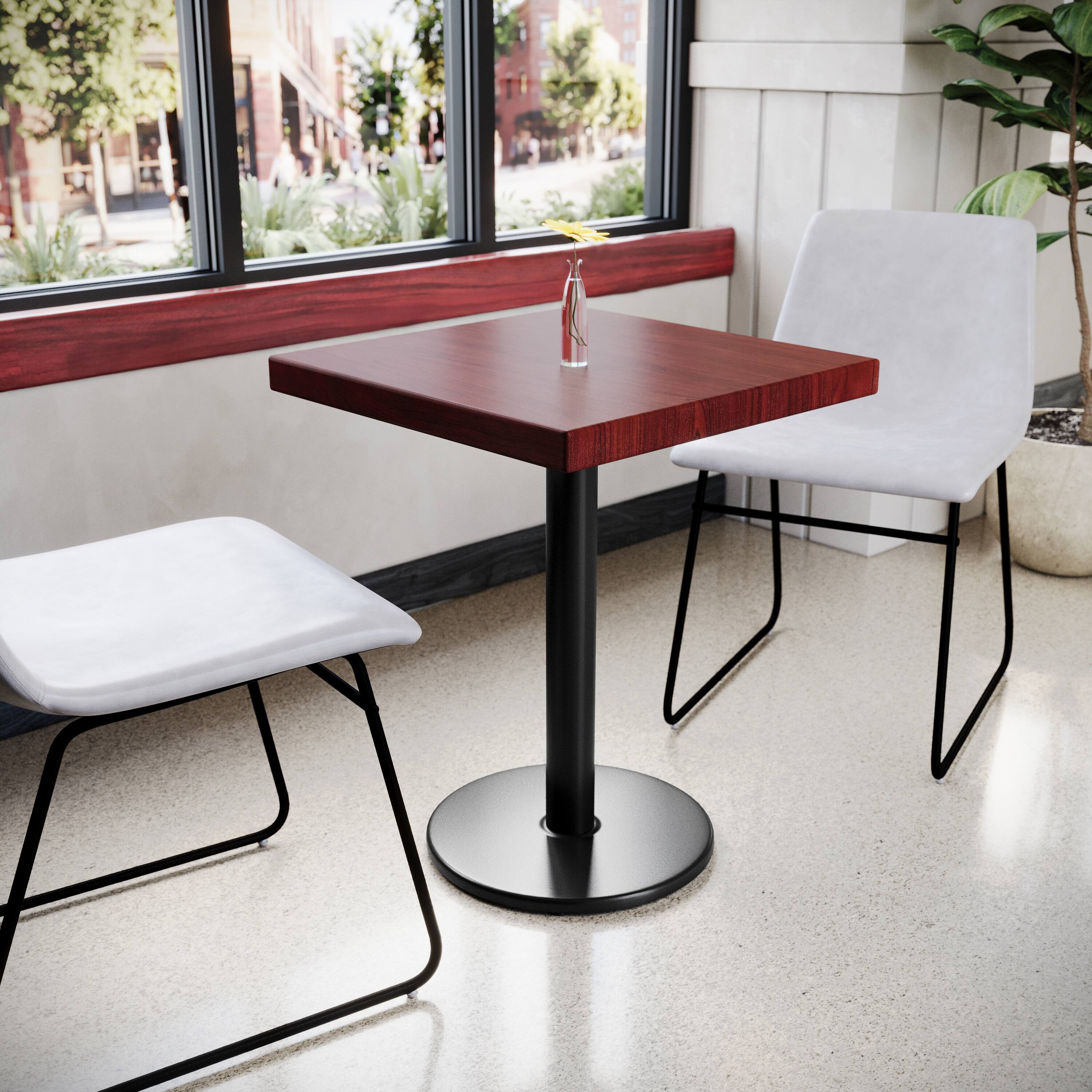 Alt View 1. Emma + Oliver - 24" Square High-Gloss Resin Table Top with 2" Thick Drop-Lip - Mahogany.
