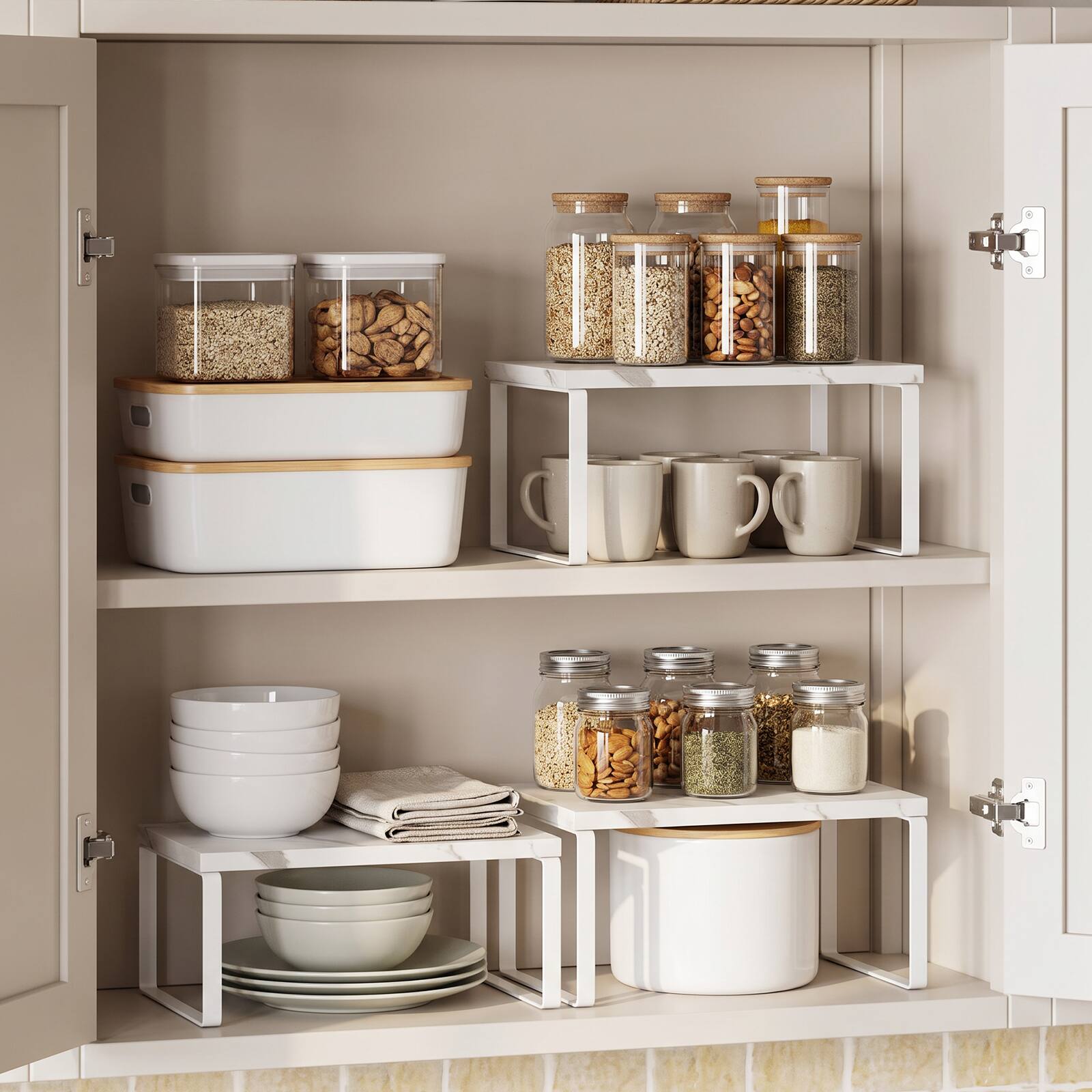 KOOMADE 2 Tier Countertop Organizer Shelf Riser, Bamboo Wood Storage ...