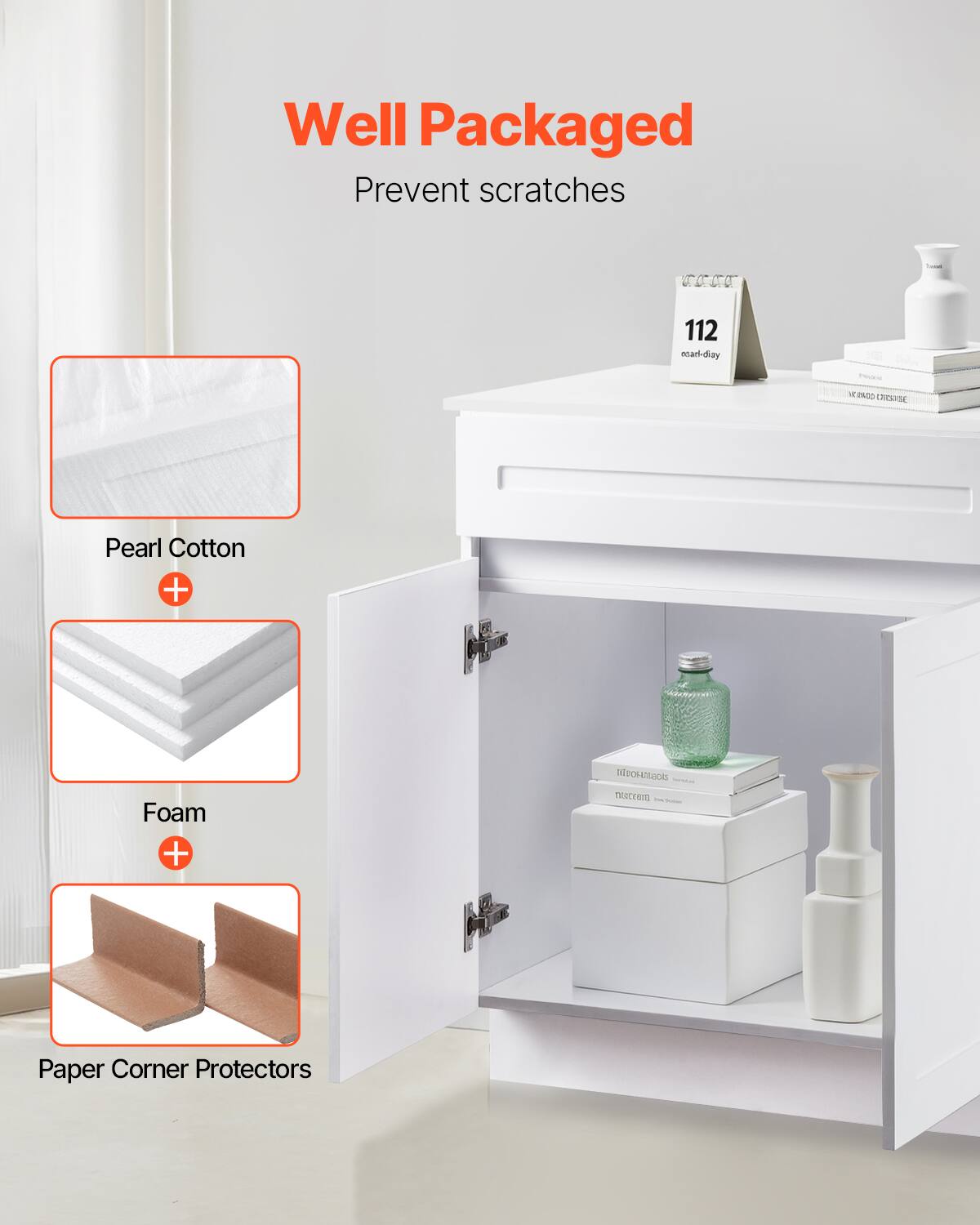 Well Packaged  
Prevent scratches  

Pearl Cotton  
+  
Foam  
+  
Paper Corner Protectors  

112  
earl-day