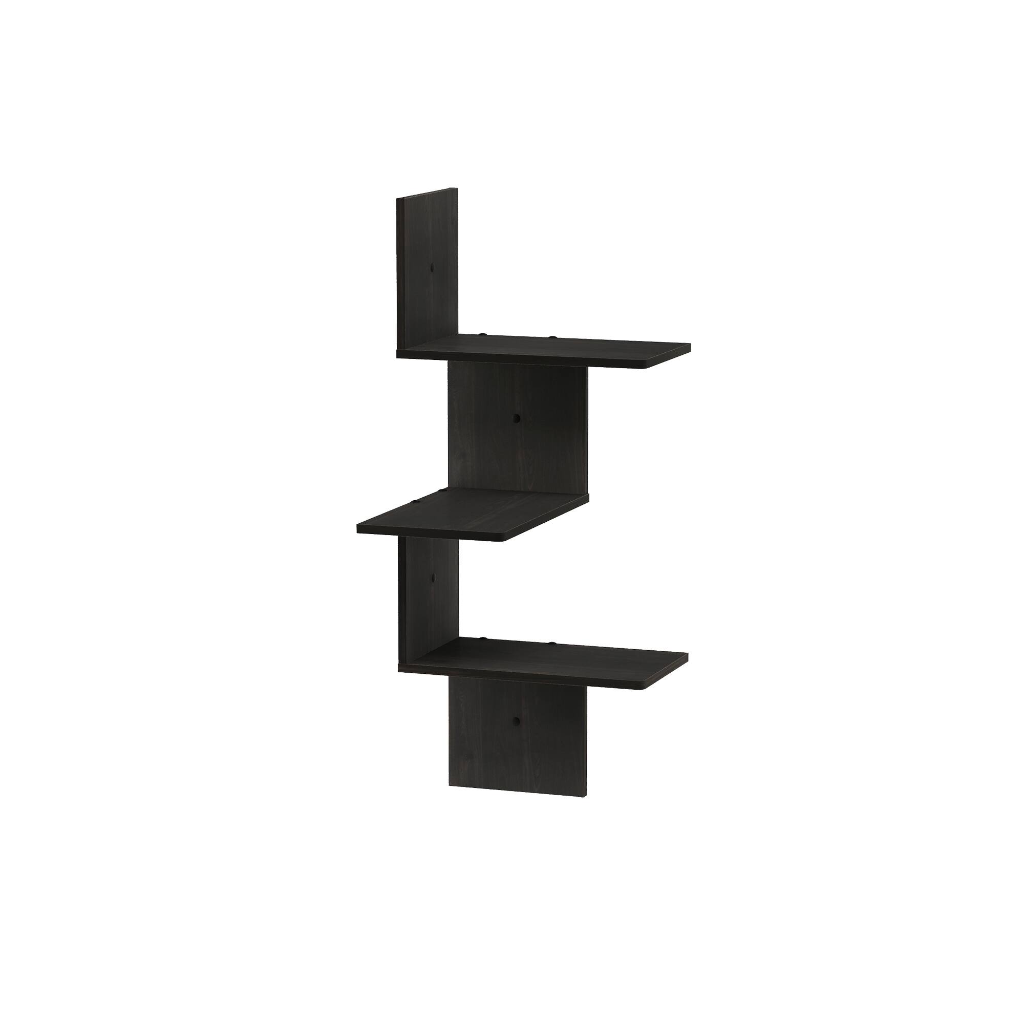 Alt View 2. Furinno - Rossi Modern 3-Tier Wall Floating Corner Shelf - Espresso.