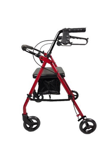 Alt View 4. iLIVING - ILG-800R Burgundy Rollator Walker – Heavy Duty Frame, Adjustable Height, Easy-Fold Design & Smart Brake Lock for Adults - Red and Black.