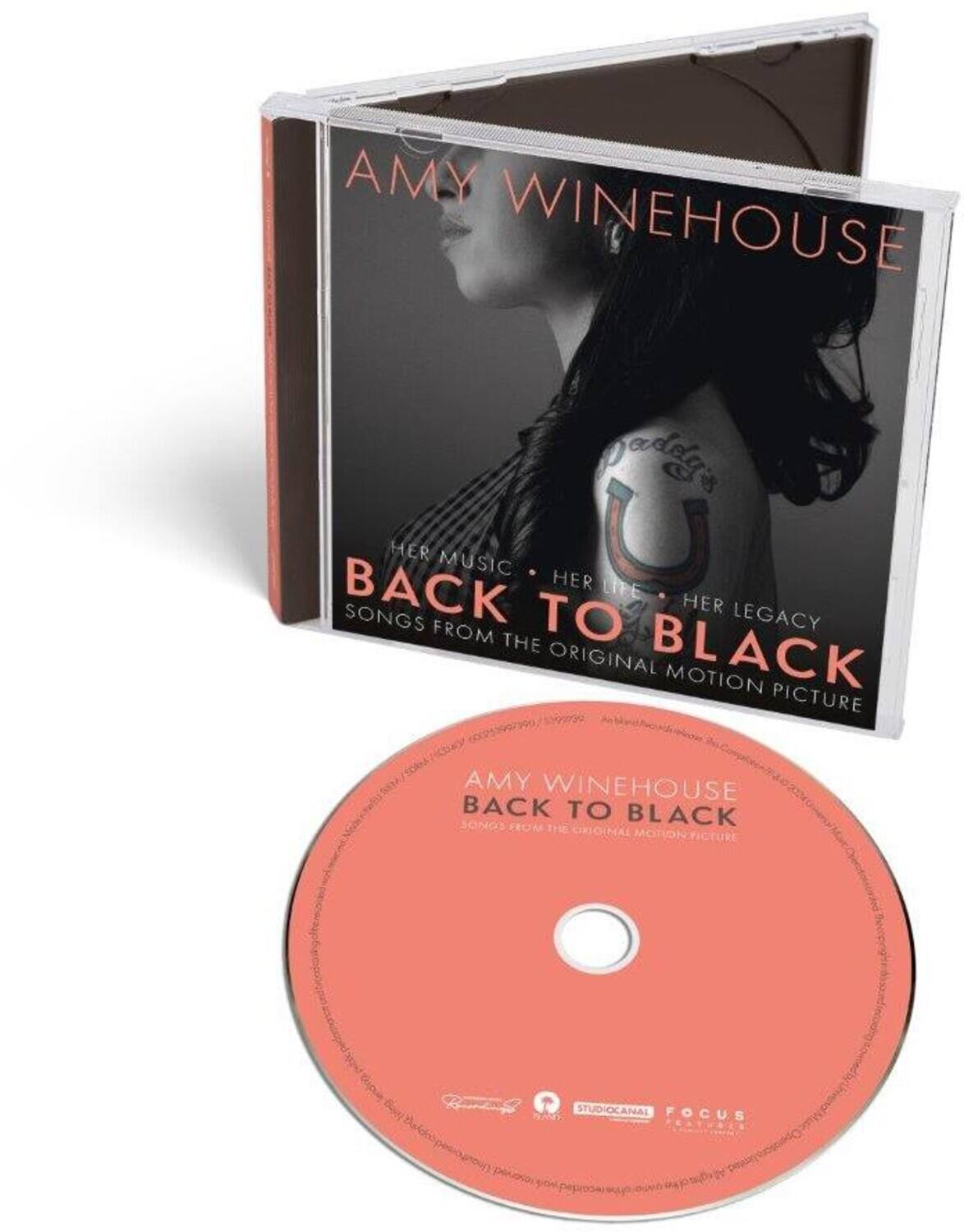 AMY WINEHOUSE  
BACK TO BLACK  
HER MUSIC • HER LIFE • HER LEGACY  
SONGS FROM THE ORIGINAL MOTION PICTURE  

AMY WINEHOUSE  
BACK TO BLACK  
SONGS FROM THE ORIGINAL MOTION PICTURE  

STUDIOCANAL  
FOCUS