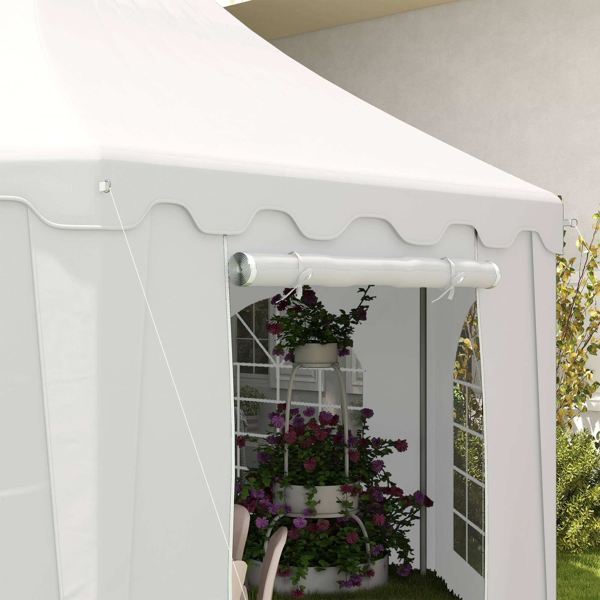 Alt View 7. Outsunny - 22 x 16 ft Party Tent, Wedding Tent with Sidewalls, Heavy Duty Event Tent with 2 Doors and 6 Windows - White.